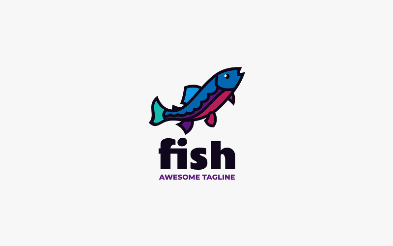 Einfaches Fisch-Maskottchen-Logo-Design 2