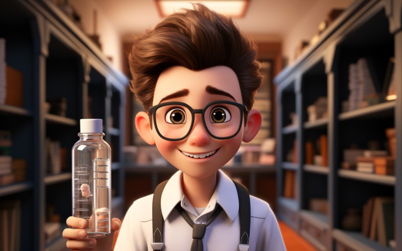 3D Character Child Boy scientist with relevant environment 29