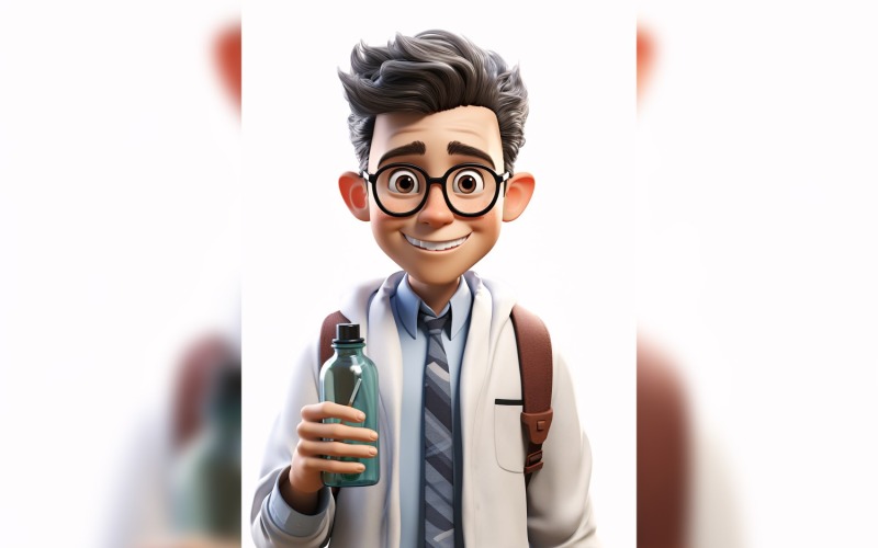 3D Character Child Boy tudós megfelelő környezettel 15