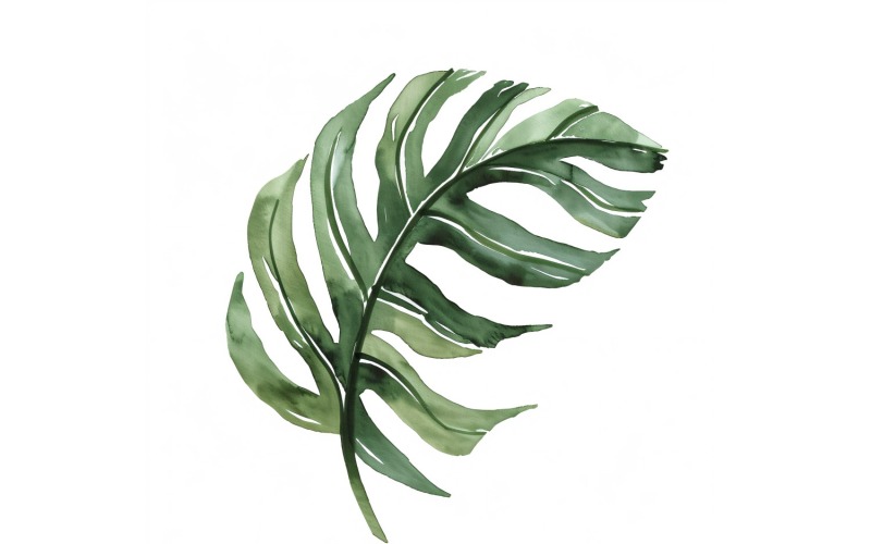Palmbladeren aquarelstijl schilderij 8