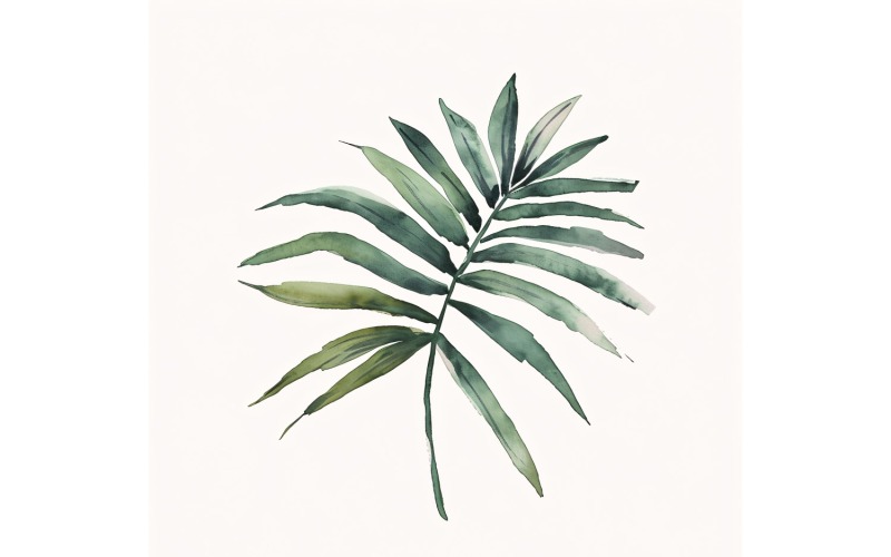 Пальмовые листья акварелью. Картина 4.