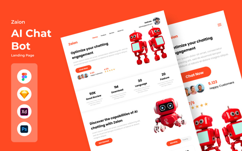 Zaion - Page de destination du chat Bot Ai V1