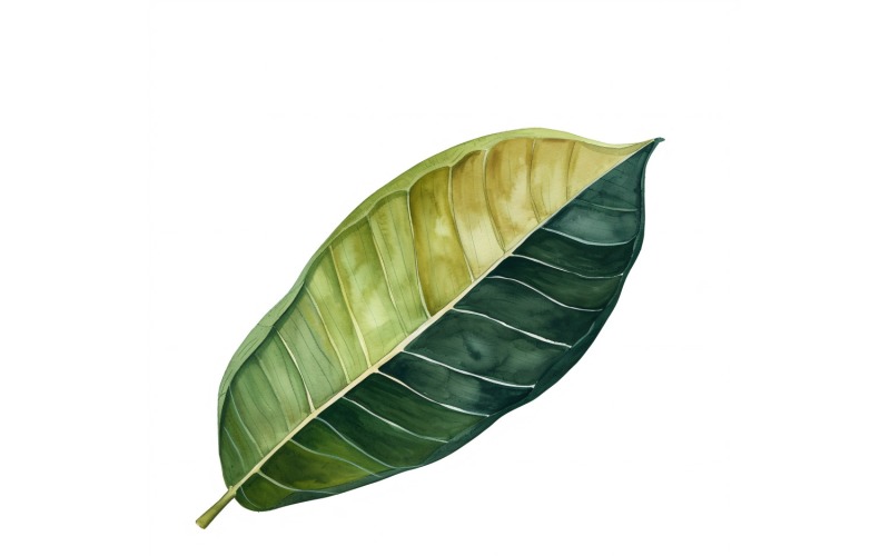 Peinture de style aquarelle de feuilles de caoutchouc 4
