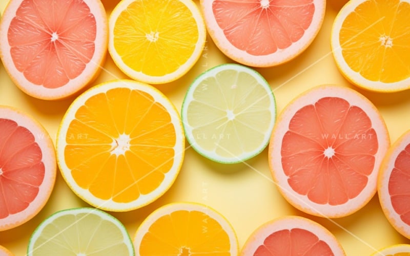 Citrusgyümölcs-háttér lapos sárga háttéren Citrus 77