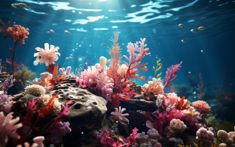 Färgglad undervattensväxt Sea Anemone Scene 40