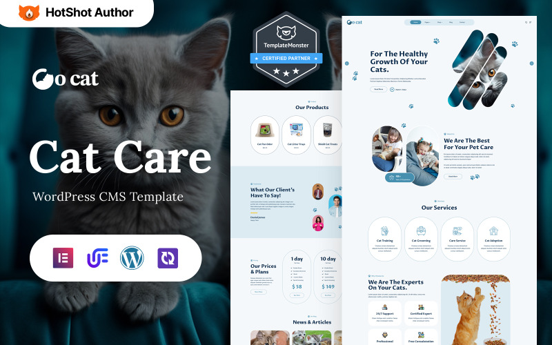 Go Cat - 宠物护理和美容 WordPress Elementor 主题