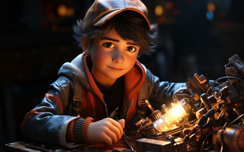 3D Character Child Boy Welder with relevant environment 3