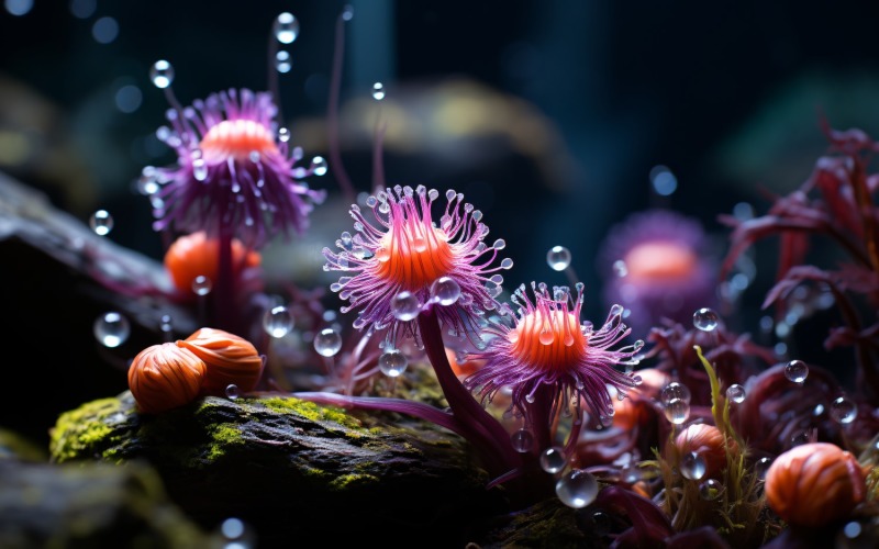 Planta subaquática colorida Cena 67 da anêmona do mar