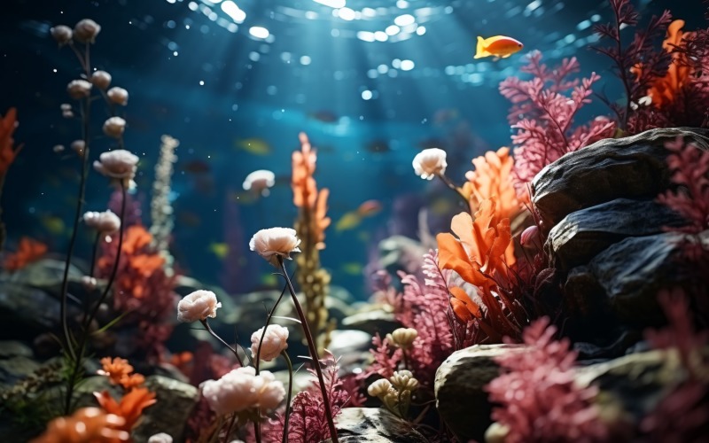 Plante sous-marine colorée Anémone de mer Scène 37