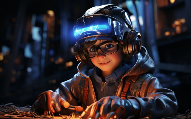 Svářeč 3D postav Child Boy Svářeč s příslušným prostředím 2