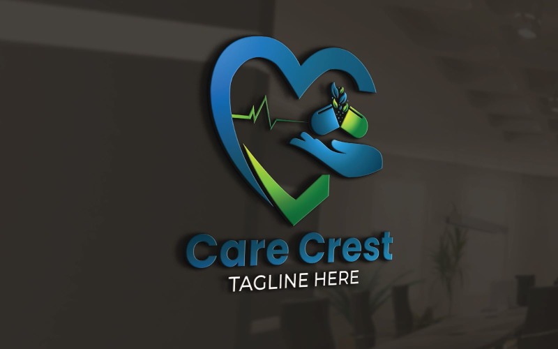 Care Crest Logo sjabloon voor gezondheidszorg en medische organisaties