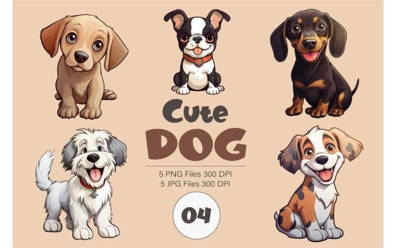 Cute cartoon dog 04. TShirt Sticker.