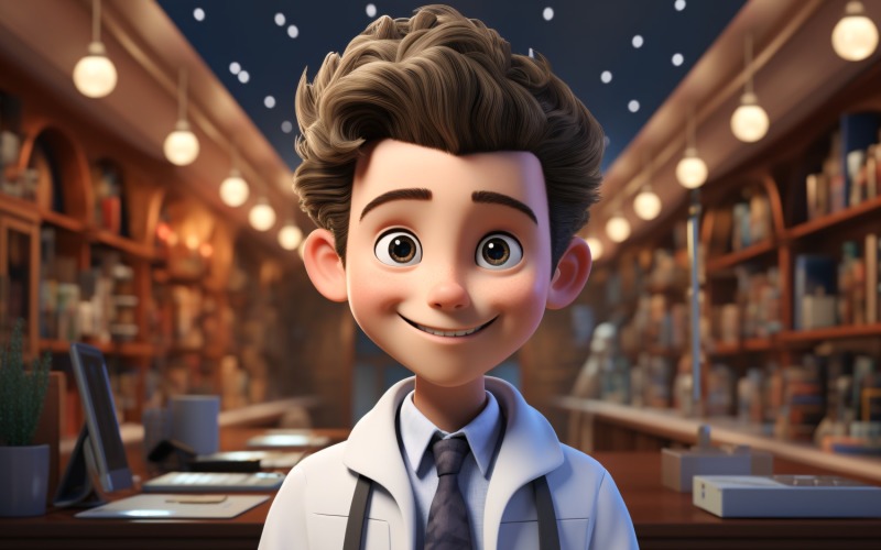 3D karakteres gyermek fiú orvos megfelelő környezettel2