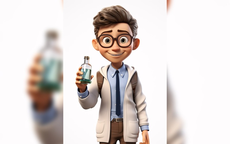 3D postava Child Boy vědec s příslušným prostředím 7.