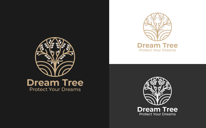 Modelo de logotipo de árvore de sonho mínimo