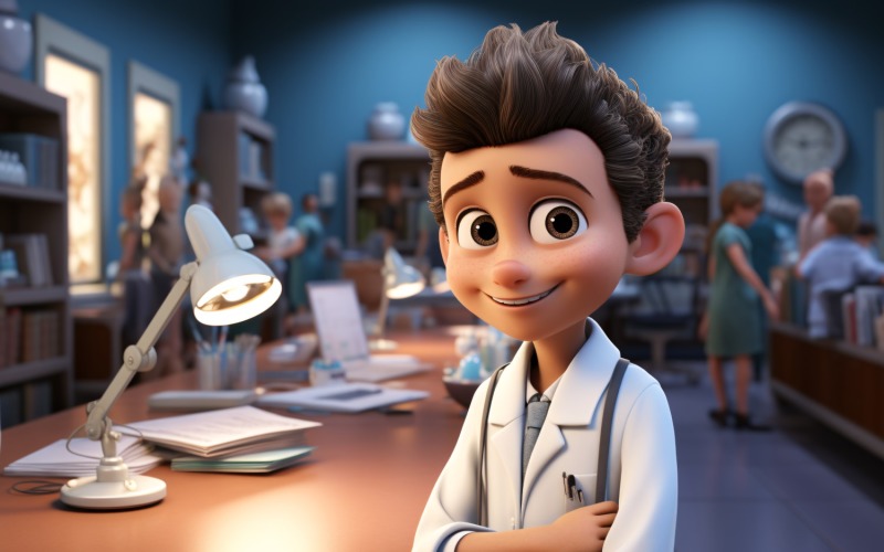 Personaje 3D Niño Niño Doctor con entorno relevante 1.