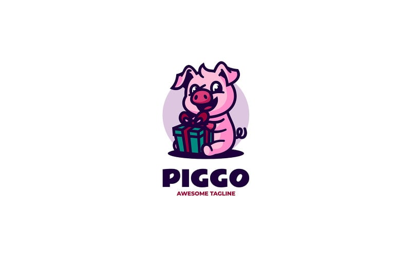 Design de logotipo de desenho animado de mascote de porco