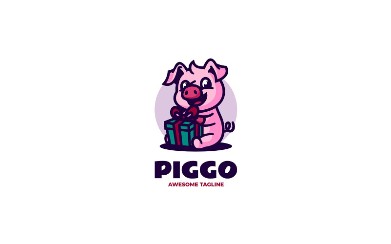 Design del logo del fumetto della mascotte del maiale