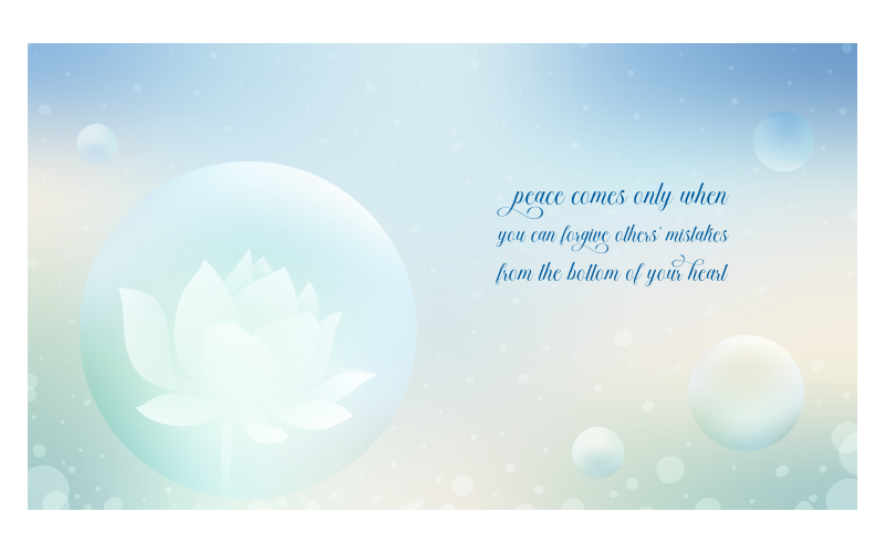 Inspirativní pozadí 14400x8100px v zeleném a modrém barevném schématu s citátem o míru