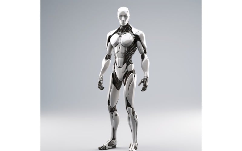 Anthropomorpher weiblicher Roboter futuristischer Techno Cyberpunk 18