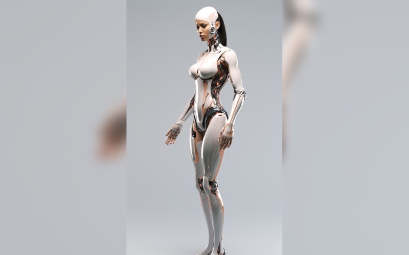 Antropomorfisk kvinnlig robot futuristisk techno Cyberpunk 60