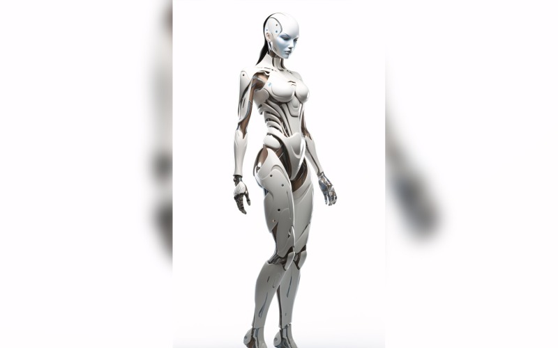 Robot antropomórfico femenino techno futurista Cyberpunk 54