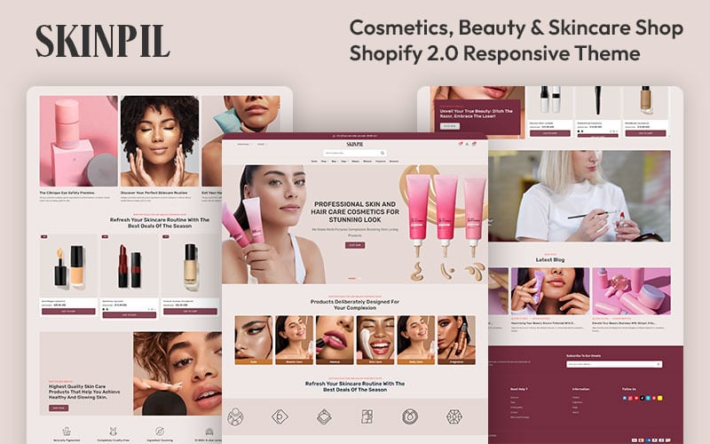 Skinpil - 化妆品、美容和护肤品商店多用途 Shopify 2.0 响应式主题