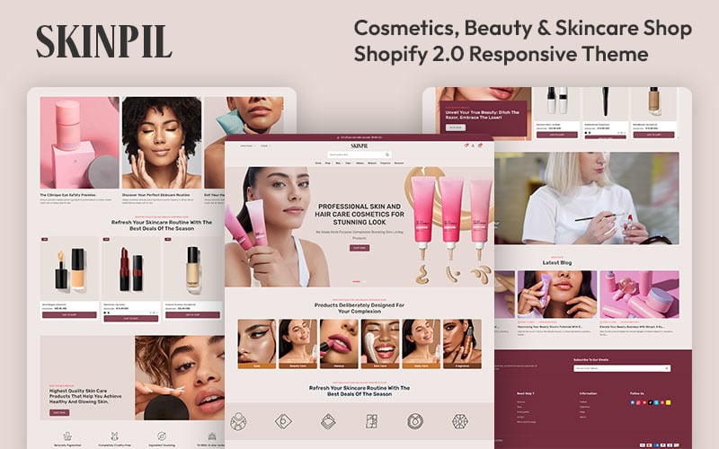Skinpil - Tienda de cosméticos, belleza y cuidado de la piel Tema multiusos Shopify 2.0 Responsive