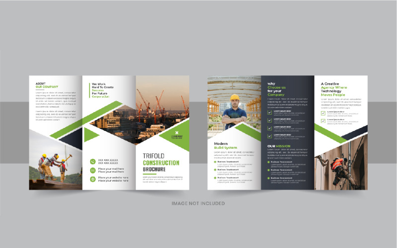 Brochura com três dobras de construção ou design de brochura com três dobras para renovação de casa