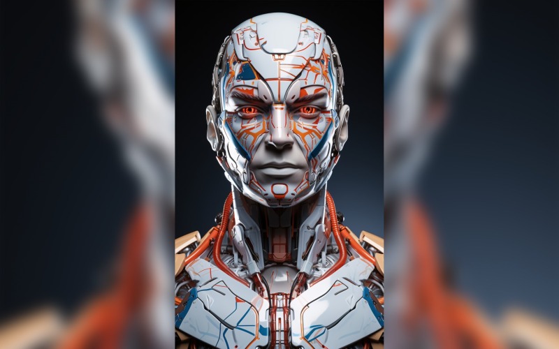 Close-up antropomorfe vrouwelijke robot futuristische Cyberpunk 105