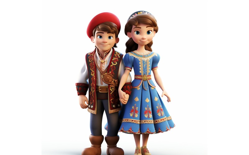 Courses du monde en couple garçon et fille en costume culturel traditionnel 55