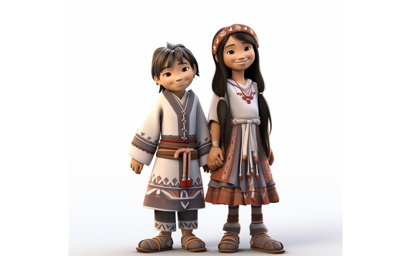 Courses du monde en couple garçon et fille en costume culturel traditionnel 59