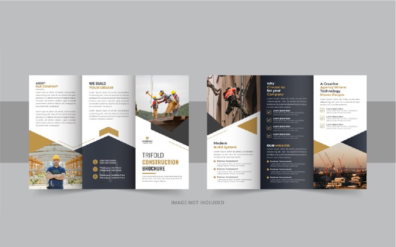 Diseño de plantilla de folleto tríptico de construcción o renovación de viviendas