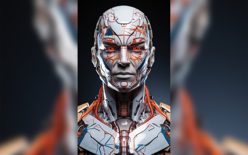 Közeli antropomorf, futurisztikus női robot Cyberpunk 105