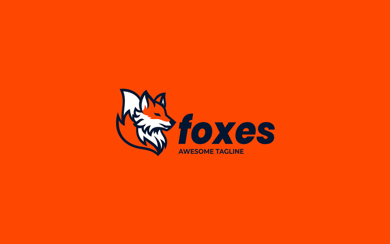 Design de logotipo de mascote simples de raposas 1