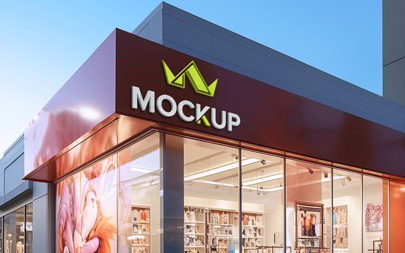 3d logo mockup modern facade sign psd logo mockup free psd