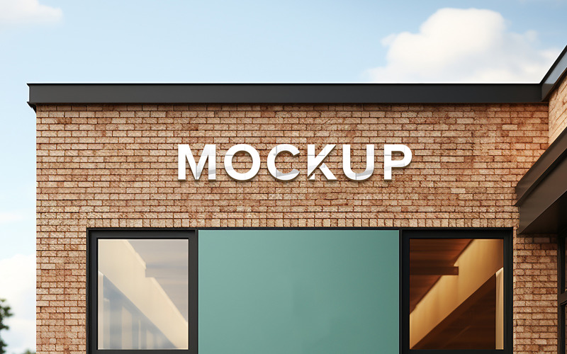 Winkel gevel teken logo mockup 3d voorkant teken logo mockup