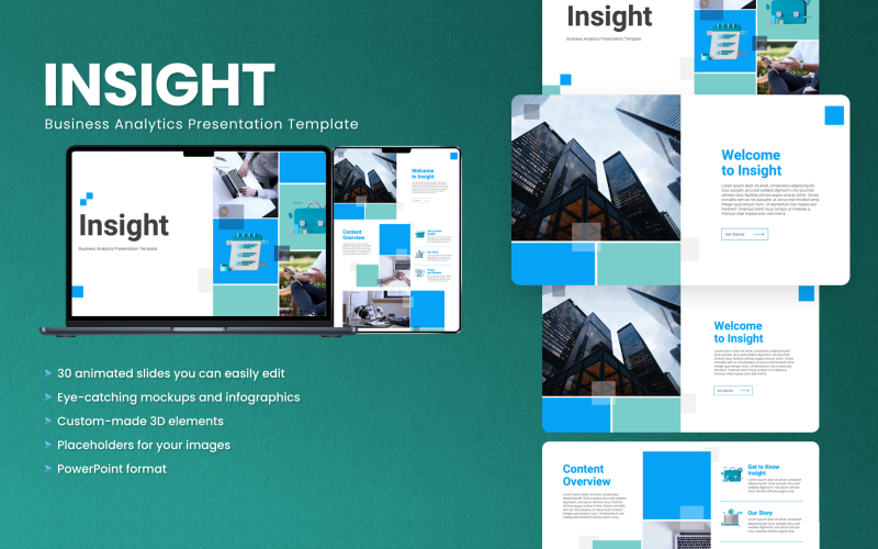 Insight - Animovaná obchodní analytika PowerPoint prezentační šablona