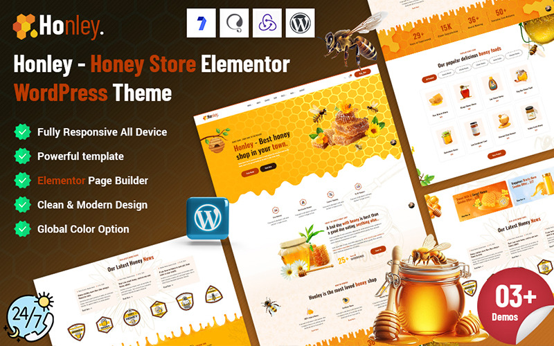 Honley – Thème WordPress Elementor pour magasin de miel