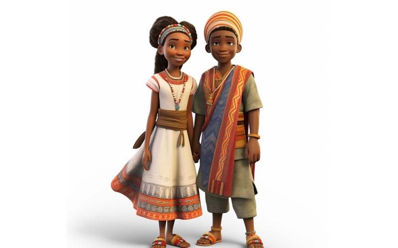 Junge & Mädchen Paar Welt Rennen in traditioneller kultureller Kleidung 46