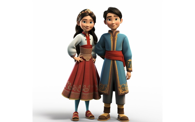 Мировые скачки пар мальчиков и девочек в традиционных культурных костюмах 64