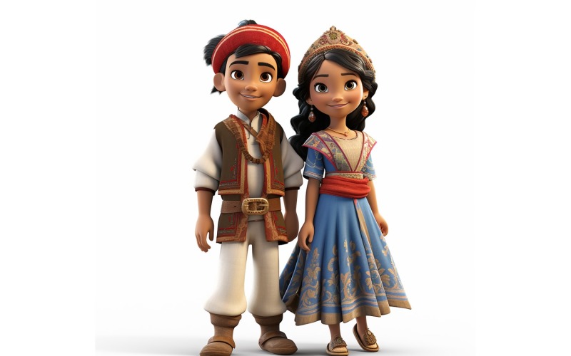 Pojke och flicka parvärldslopp i traditionell kulturell klädsel 20