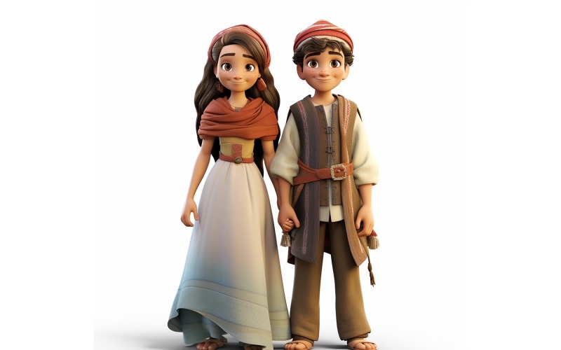 Pojke och flicka parvärldslopp i traditionell kulturell klädsel 79