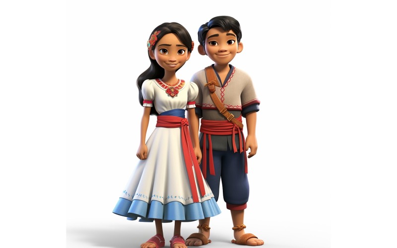 Pojke och flicka parvärldslopp i traditionell kulturell klädsel 96