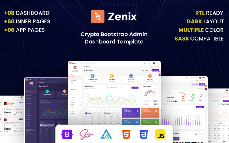 Zenix-Crypto Bootstrap 管理仪表板