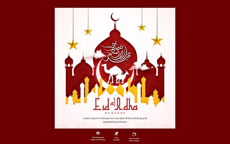 Eid Al Adha Mubarak sociale media-sjabloon