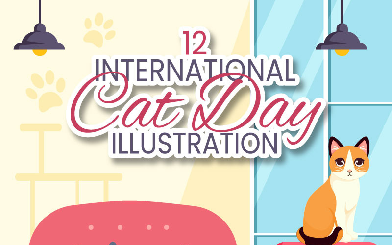 12 Ilustração do Dia Internacional do Gato