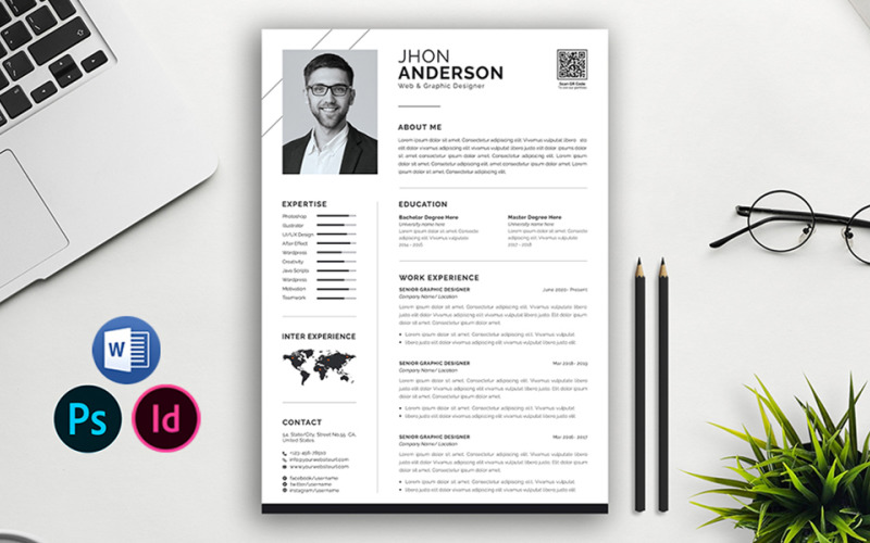 John Anderson 简历模板 | Indesign