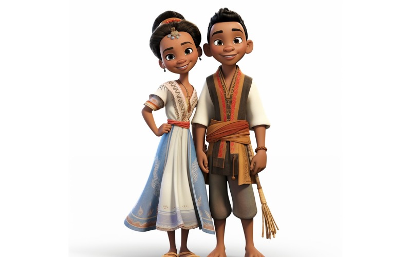Junge & Mädchen Paar Welt Rennen in traditioneller kultureller Kleidung 63