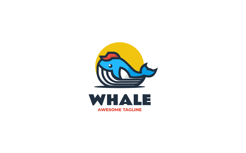 Logo de mascotte simple de baleine 6